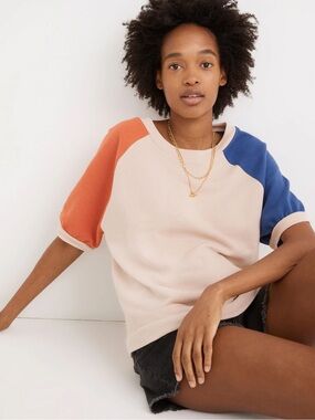 Madewell Short Sleeve Sweatshirt in Colorblock